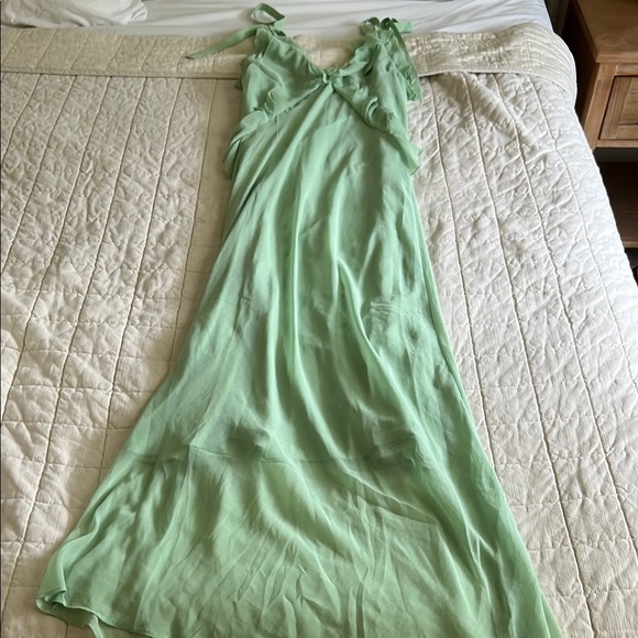 Christian LaCroix Ruffle Green Maxi Dress - Picture 1 of 10